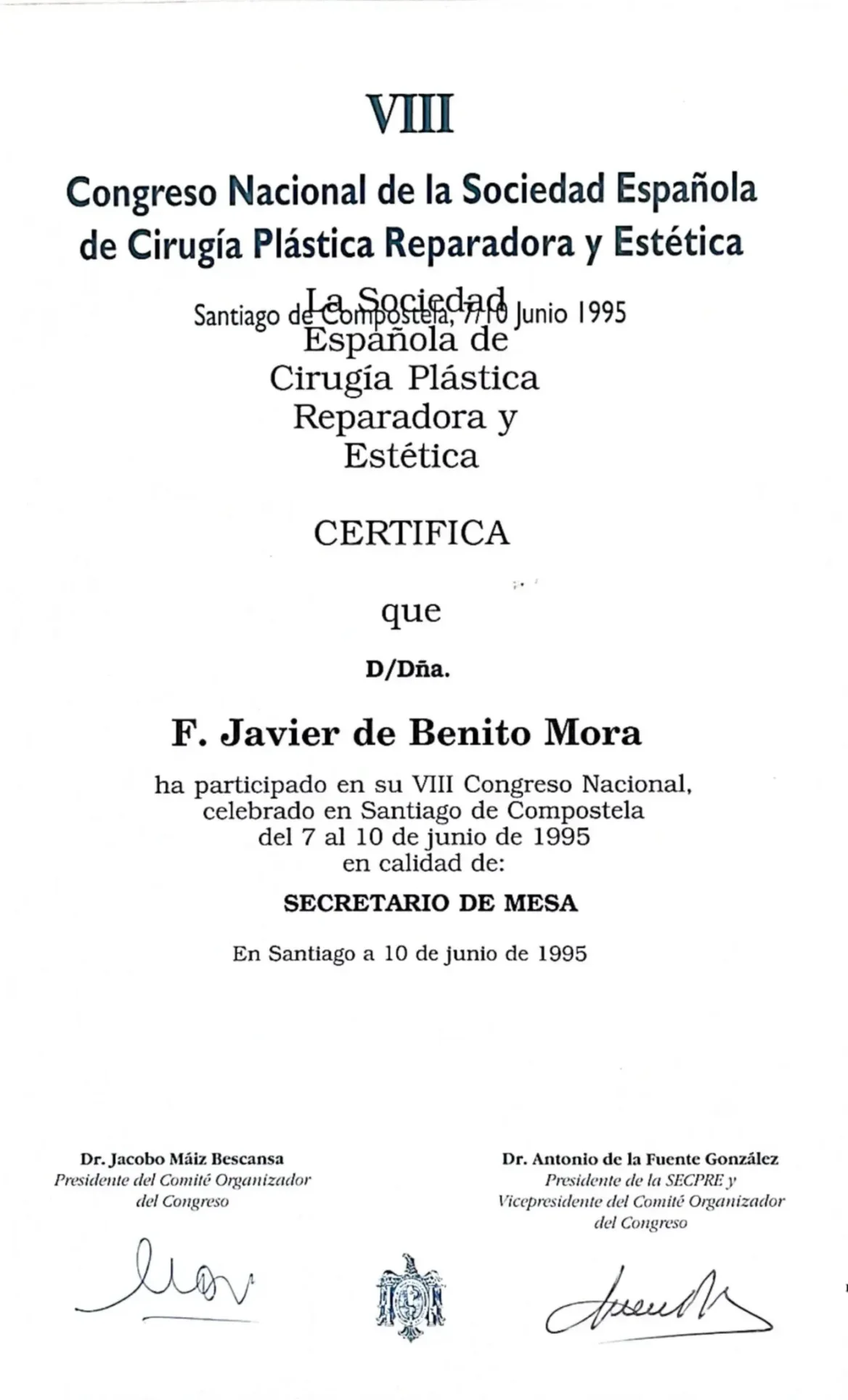 Diploma Congreso Nacional SECPRE