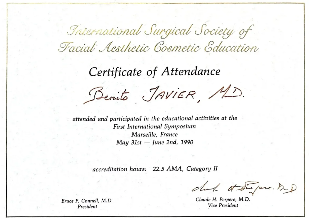 Certificado Facial Aesthetic Education